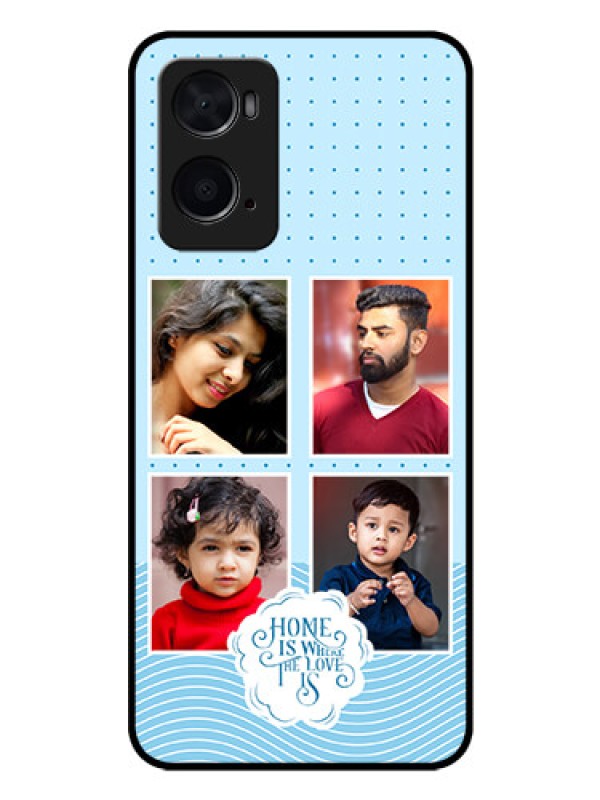Custom Oppo A76 Custom Glass Phone Case - Cute love quote with 4 pic upload Design