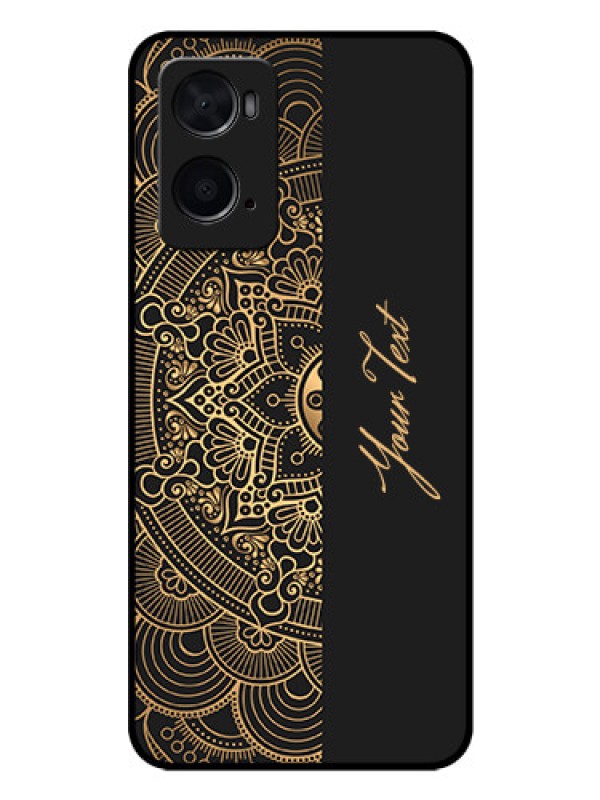 Custom Oppo A76 Photo Printing on Glass Case - Mandala art with custom text Design