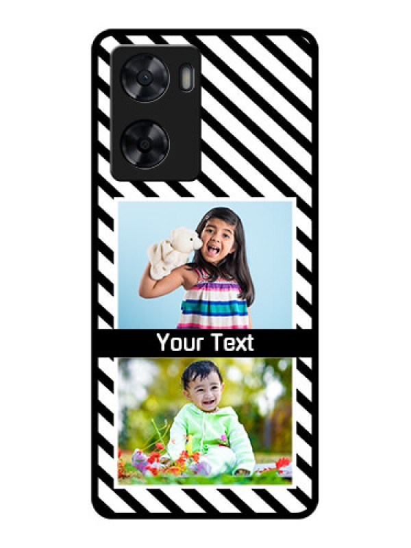 Custom Oppo A77 4G Photo Printing on Glass Case - Black And White Stripes Design