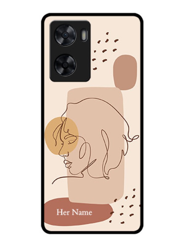 Custom Oppo A77 4G Photo Printing on Glass Case - Calm Woman line art Design