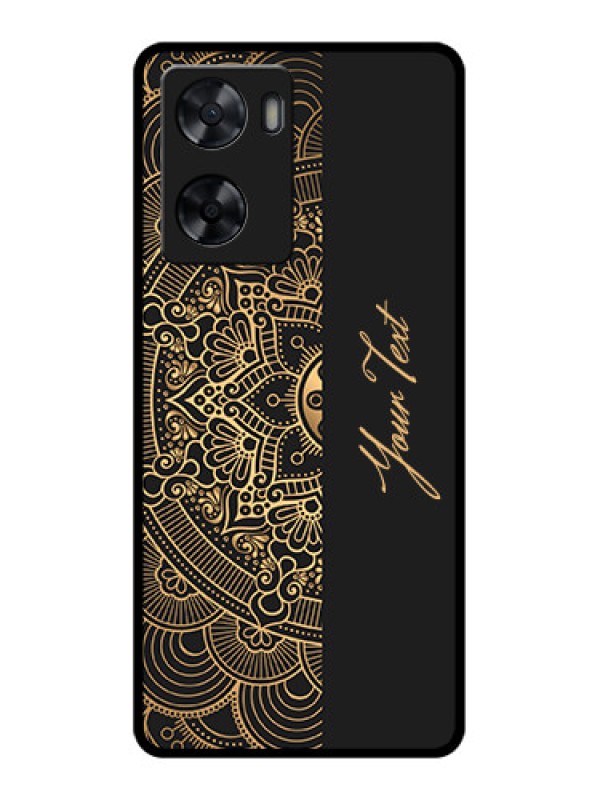 Custom Oppo A77 4G Photo Printing on Glass Case - Mandala art with custom text Design