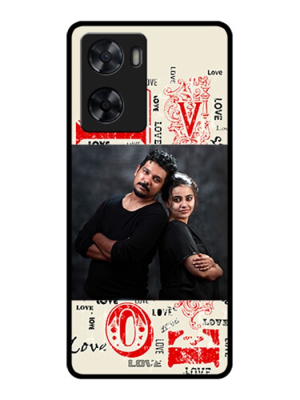 Custom Oppo A77s Photo Printing on Glass Case - Trendy Love Design Case