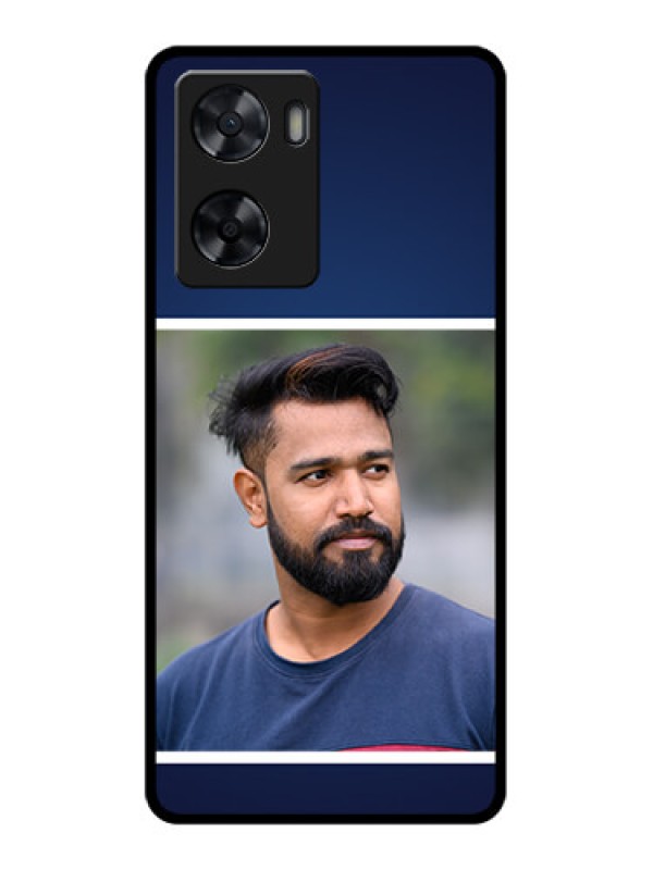 Custom Oppo A77s Personalized Glass Phone Case - Simple Royal Blue Design