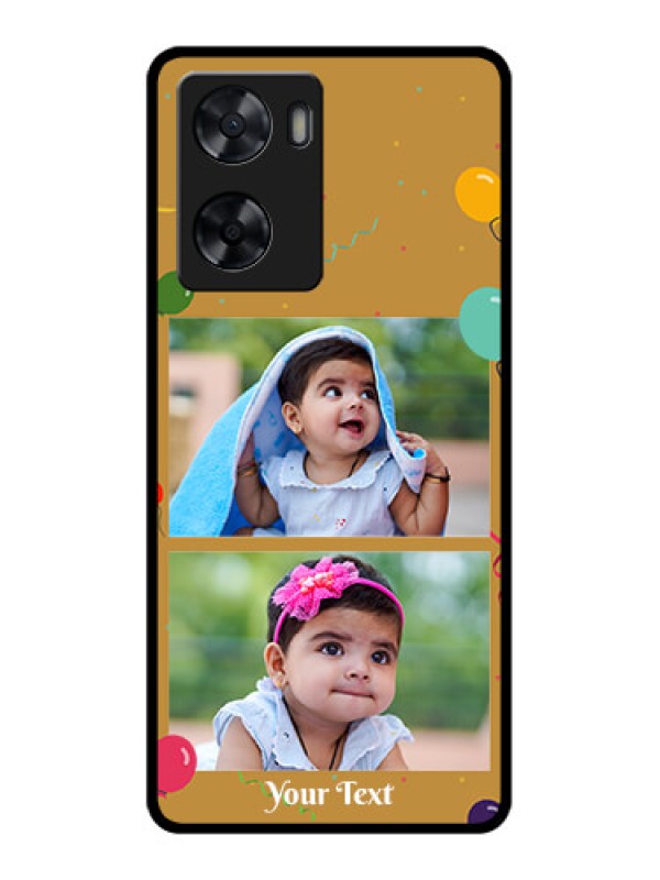 Custom Oppo A77s Personalized Glass Phone Case - Image Holder with Birthday Celebrations Design