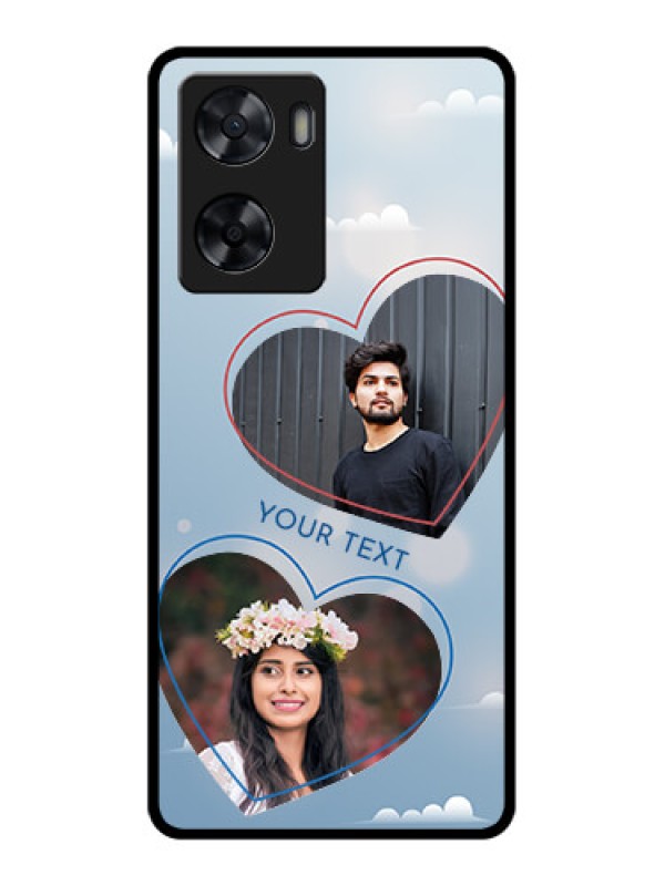 Custom Oppo A77s Custom Glass Mobile Case - Blue Color Couple Design