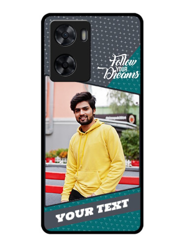 Custom Oppo A77s Personalized Glass Phone Case - Background Pattern Design with Quote