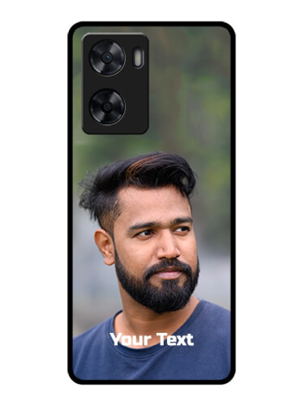 Custom Oppo A77s Glass Mobile Cover: Photo with Text