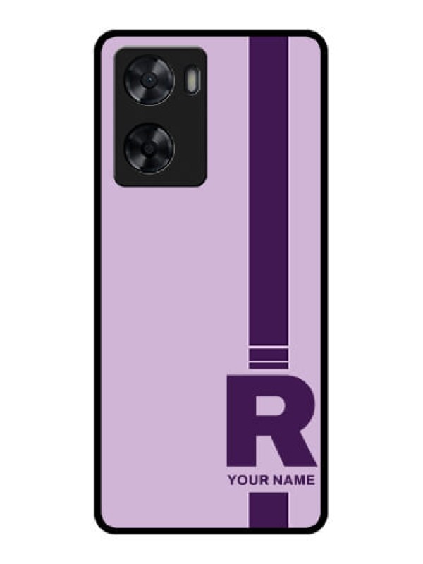 Custom Oppo A77s Photo Printing on Glass Case - Simple dual tone stripe with name Design