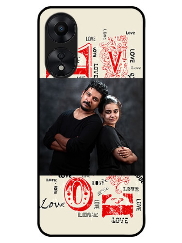 Custom Oppo A78 5G Photo Printing on Glass Case - Trendy Love Design Case