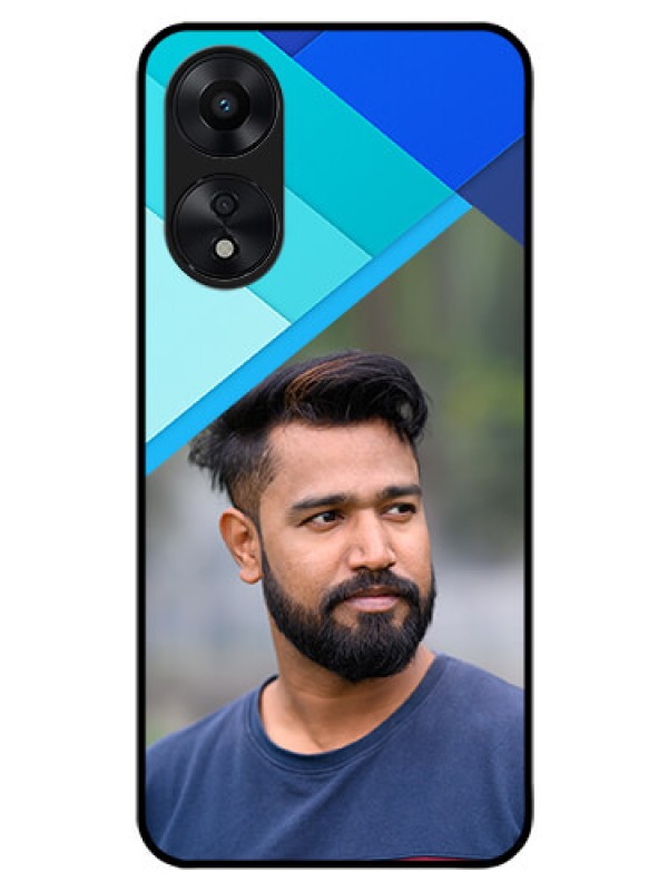 Custom Oppo A78 5G Custom Glass Phone Case - Blue Pattern Design