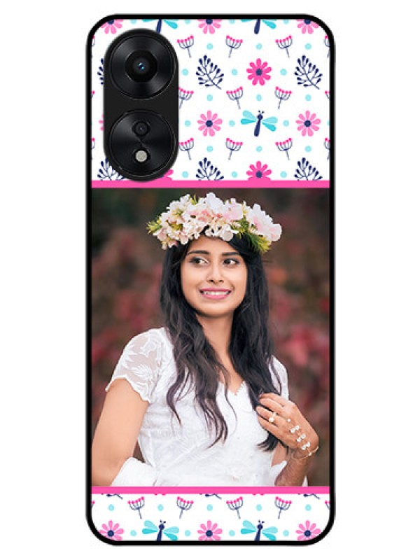 Custom Oppo A78 5G Photo Printing on Glass Case - Colorful Flower Design