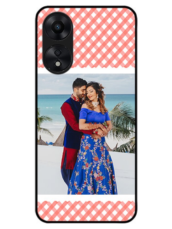 Custom Oppo A78 5G Personalized Glass Phone Case - Pink Pattern Design