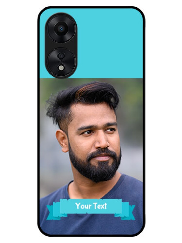 Custom Oppo A78 5G Personalized Glass Phone Case - Simple Blue Color Design