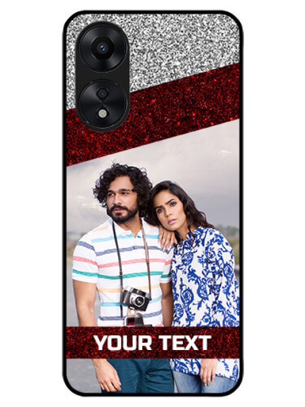 Custom Oppo A78 5G Personalized Glass Phone Case - Image Holder with Glitter Strip Design