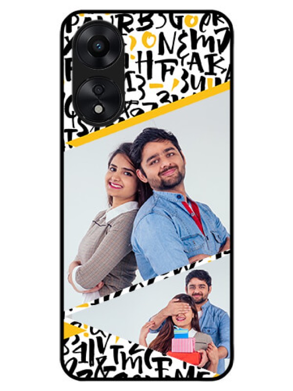 Custom Oppo A78 5G Custom Glass Mobile Case - Letters Pattern Design