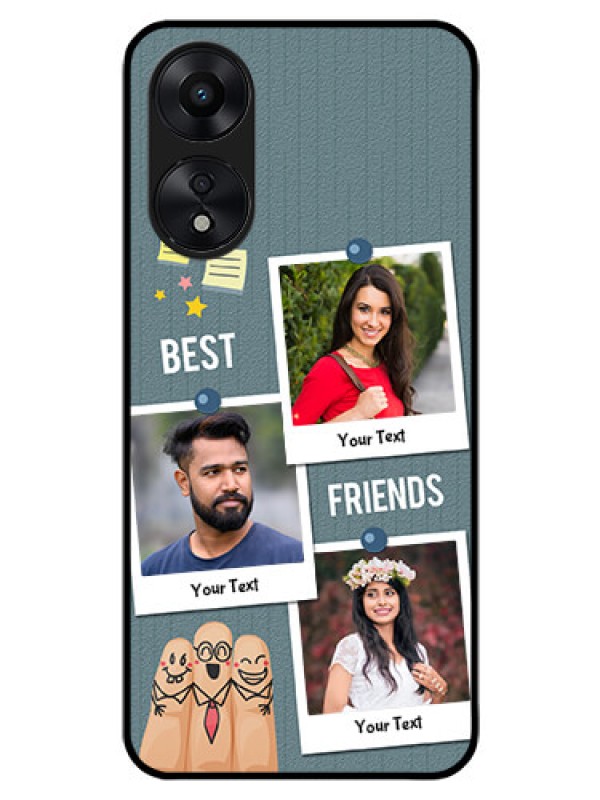 Custom Oppo A78 5G Personalized Glass Phone Case - Sticky Frames and Friendship Design