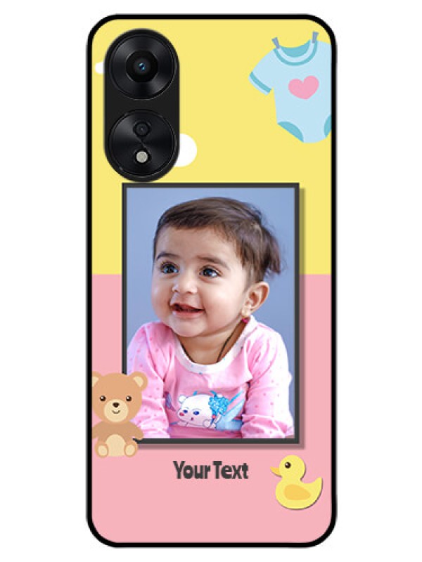 Custom Oppo A78 5G Photo Printing on Glass Case - Kids 2 Color Design