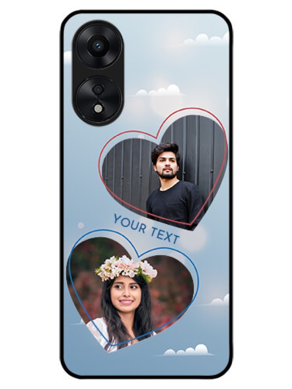Custom Oppo A78 5G Custom Glass Mobile Case - Blue Color Couple Design