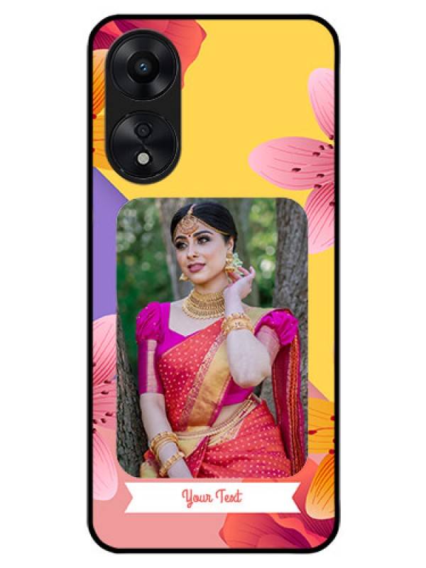 Custom Oppo A78 5G Custom Glass Mobile Case - 3 Image With Vintage Floral Design