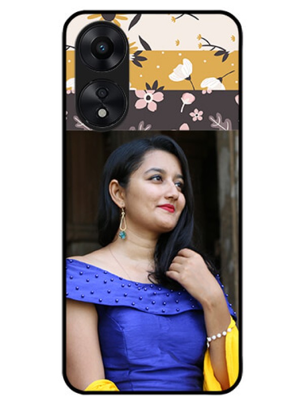 Custom Oppo A78 5G Custom Glass Phone Case - Stylish Floral Design