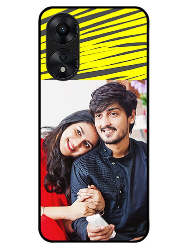 Custom Oppo A78 5G Photo Printing on Glass Case - Yellow Abstract Design