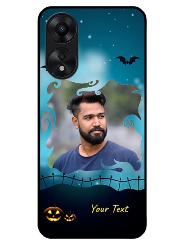 Custom Oppo A78 5G Custom Glass Phone Case - Halloween frame design