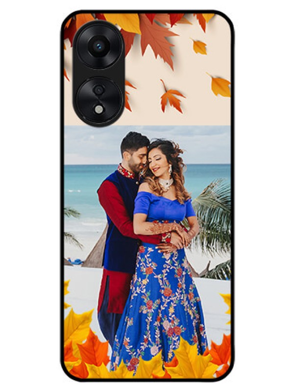 Custom Oppo A78 5G Photo Printing on Glass Case - Autumn Maple Leaves Design