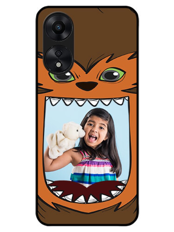 Custom Oppo A78 5G Photo Printing on Glass Case - Owl Monster Back Case Design