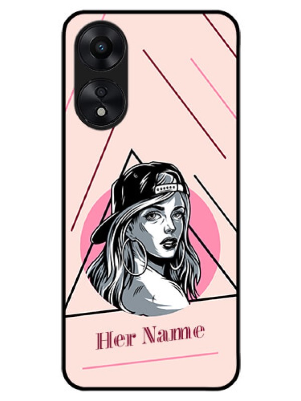 Custom Oppo A78 5G Personalized Glass Phone Case - Rockstar Girl Design