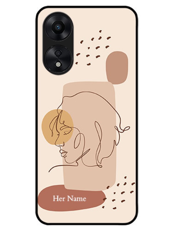 Custom Oppo A78 5G Photo Printing on Glass Case - Calm Woman line art Design