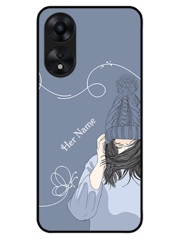 Custom Oppo A78 5G Custom Glass Mobile Case - Girl in winter outfit Design