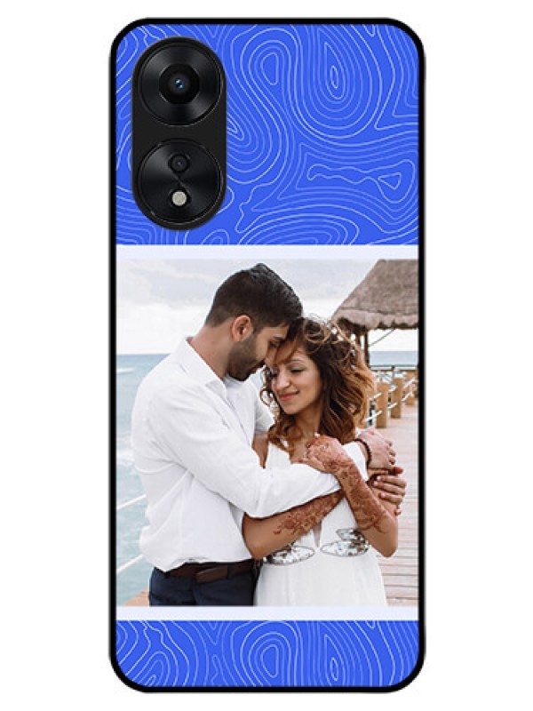 Custom Oppo A78 5G Custom Glass Mobile Case - Curved line art with blue and white Design