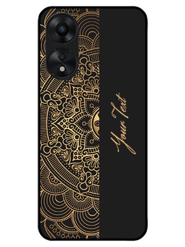 Custom Oppo A78 5G Photo Printing on Glass Case - Mandala art with custom text Design