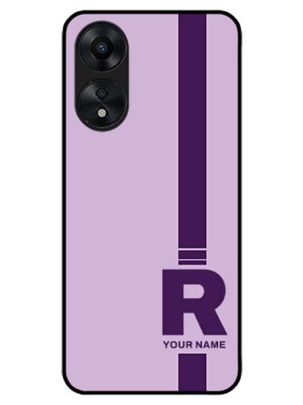 Custom Oppo A78 5G Photo Printing on Glass Case - Simple dual tone stripe with name Design