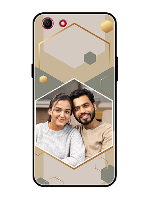 Custom Oppo A83 Photo Printing on Glass Case - Stylish Hexagon Pattern Design