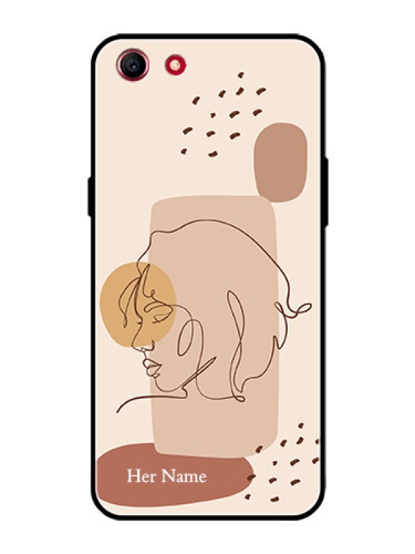Custom Oppo A83 Photo Printing on Glass Case - Calm Woman line art Design