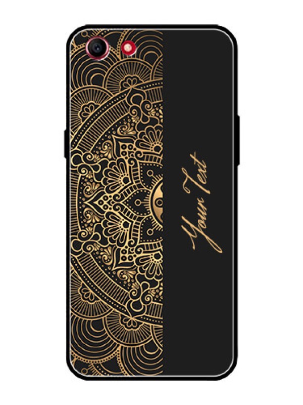 Custom Oppo A83 Photo Printing on Glass Case - Mandala art with custom text Design
