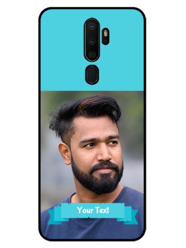 Custom Oppo A9 2020 Personalized Glass Phone Case  - Simple Blue Color Design