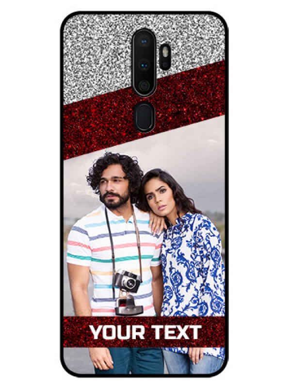 Custom Oppo A9 2020 Personalized Glass Phone Case  - Image Holder with Glitter Strip Design