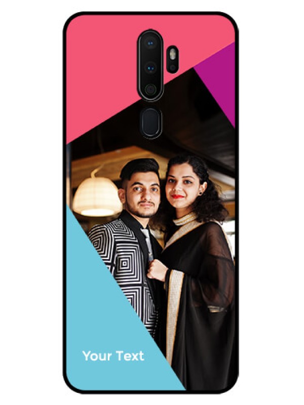 Custom Oppo A9 2020 Custom Glass Mobile Case - Stacked Triple colour Design