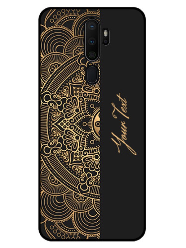 Custom Oppo A9 2020 Photo Printing on Glass Case - Mandala art with custom text Design
