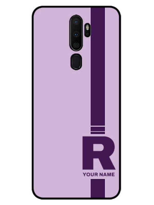 Custom Oppo A9 2020 Photo Printing on Glass Case - Simple dual tone stripe with name Design