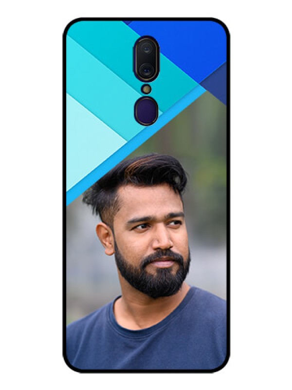 Custom Oppo A9 Custom Glass Phone Case  - Blue Pattern Design