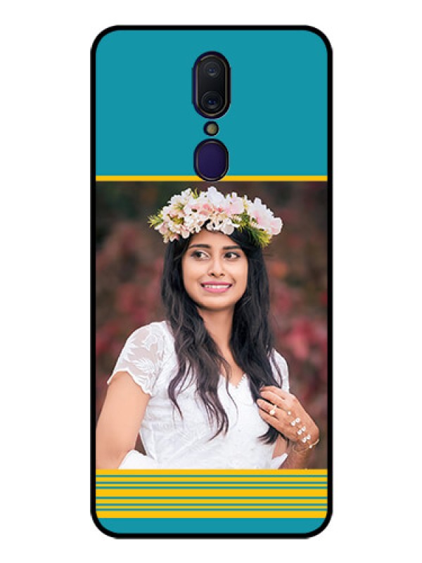 Custom Oppo A9 Custom Glass Phone Case  - Yellow & Blue Design 