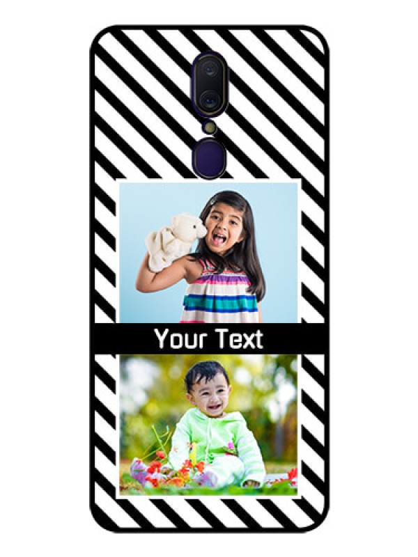 Custom Oppo A9 Photo Printing on Glass Case  - Black And White Stripes Design