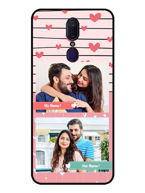 Custom Oppo A9 Custom Glass Mobile Case  - Photo with Heart Design