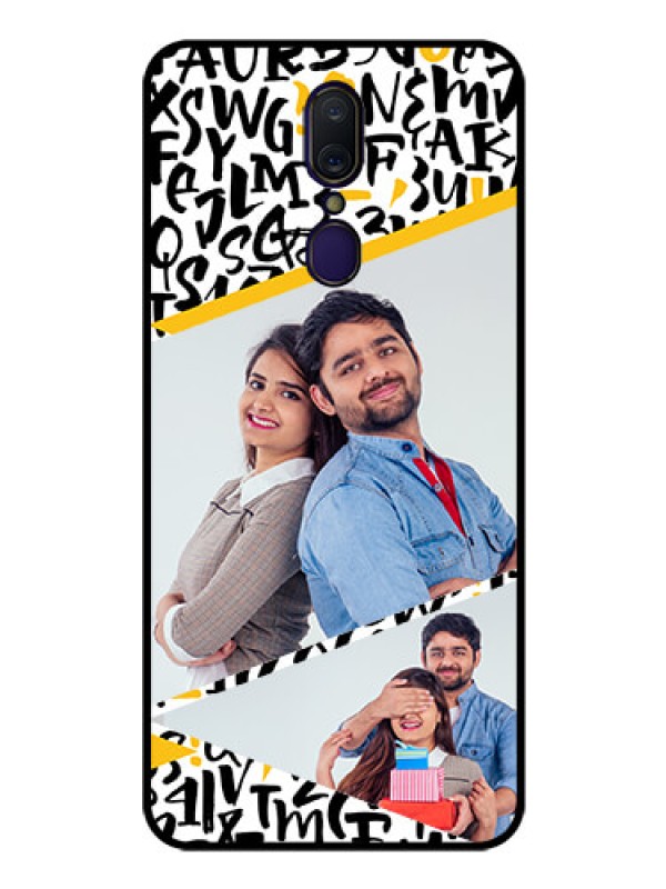 Custom Oppo A9 Custom Glass Mobile Case  - Letters Pattern Design