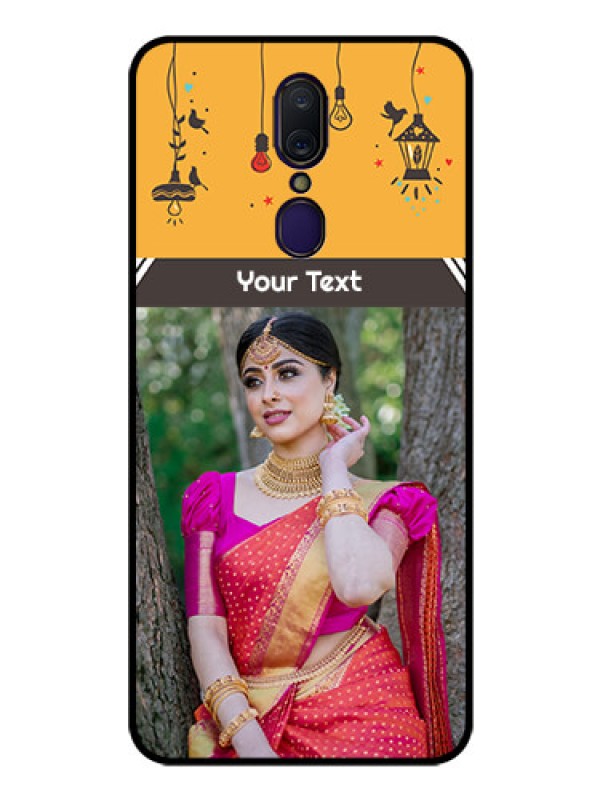 Custom Oppo A9 Custom Glass Mobile Case  - with Family Picture and Icons 
