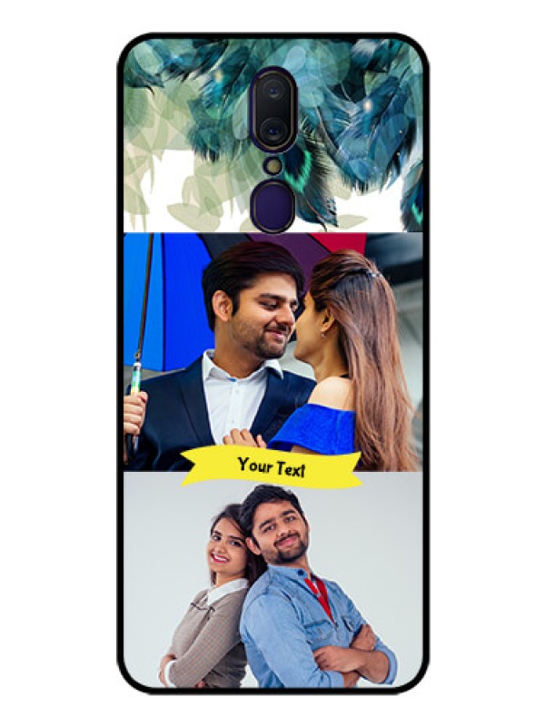Custom Oppo A9 Personalized Glass Phone Case  - Image with Boho Peacock Feather Design