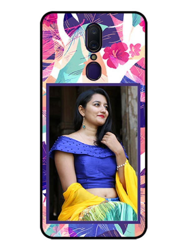 Custom Oppo A9 Custom Glass Mobile Case  - Abstract Floral Design